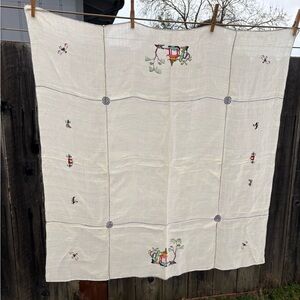 Vintage Tablecloth Chinoiserie Cross-stitch 34”